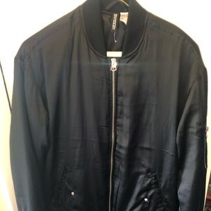 Black silky bomber jacket